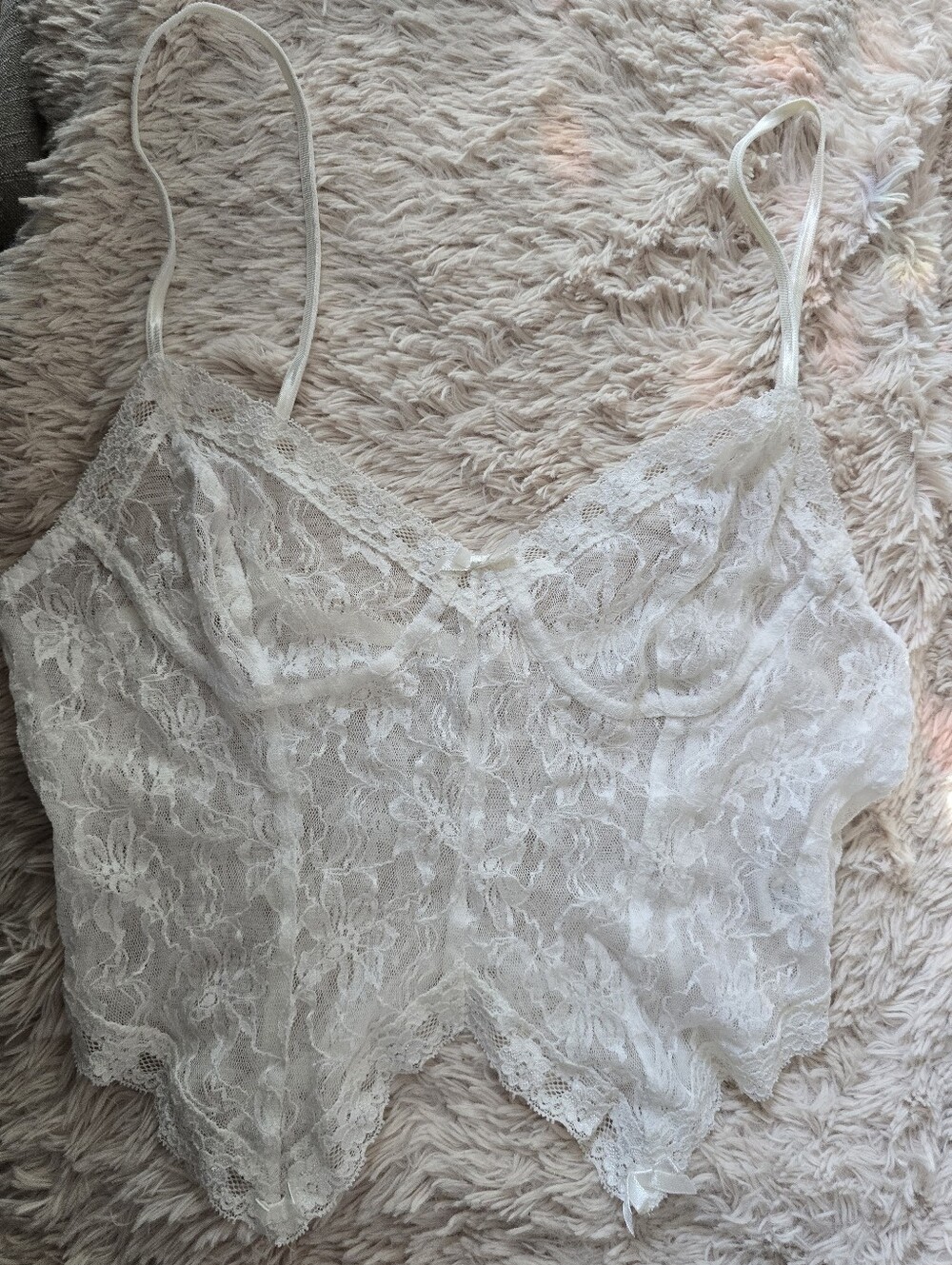 Frederick's Sheer White Lace cami